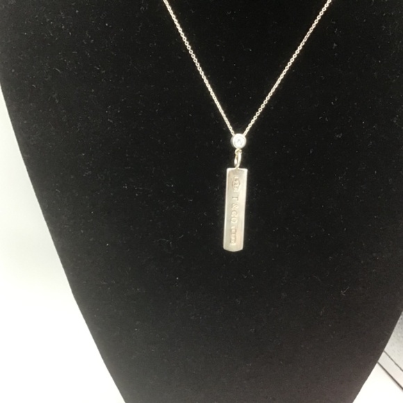 Vintage Tiffany & Co. Tiffany 1837 Bar Plate Pendant Necklace Sterling Sliver - Picture 4 of 15